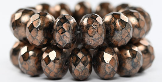 Faceted Special Cut Rondelle Fire Polished Beads, Black Hematite 86750 (23980-14400-86750), Glass, Czech Republic