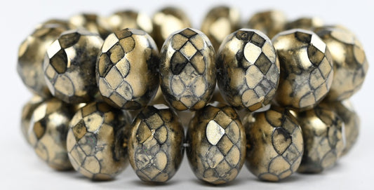 Faceted Special Cut Rondelle Fire Polished Beads, Black Hematite 86710 (23980-14400-86710), Glass, Czech Republic