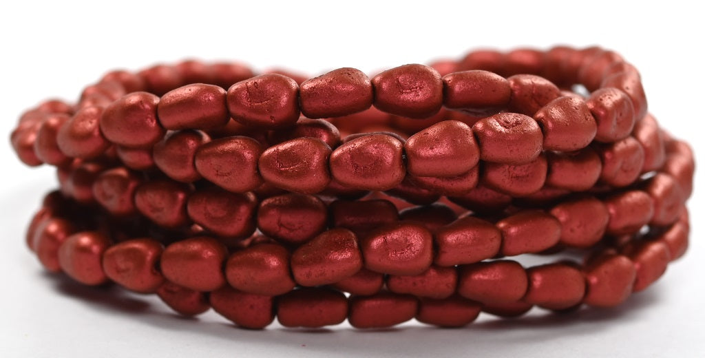 Pressed Beads Lava Red (01890), Glass, Czech Republic