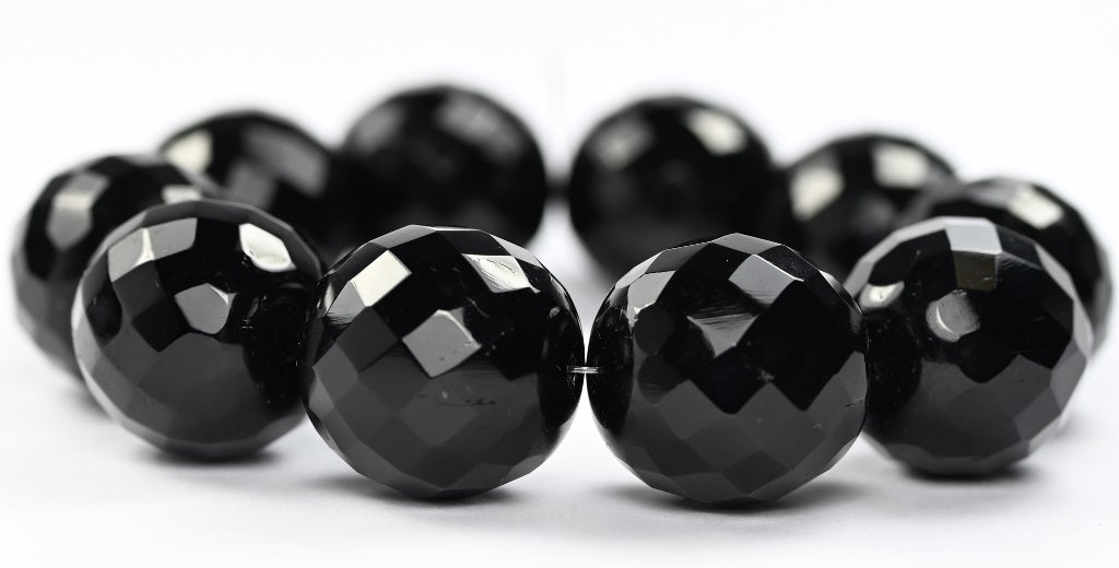 Fire Polished Round Faceted Beads Black (23980), Glass, Czech Republic